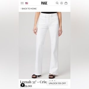 Paige Leenah 32” trouser style crisp white jeans
